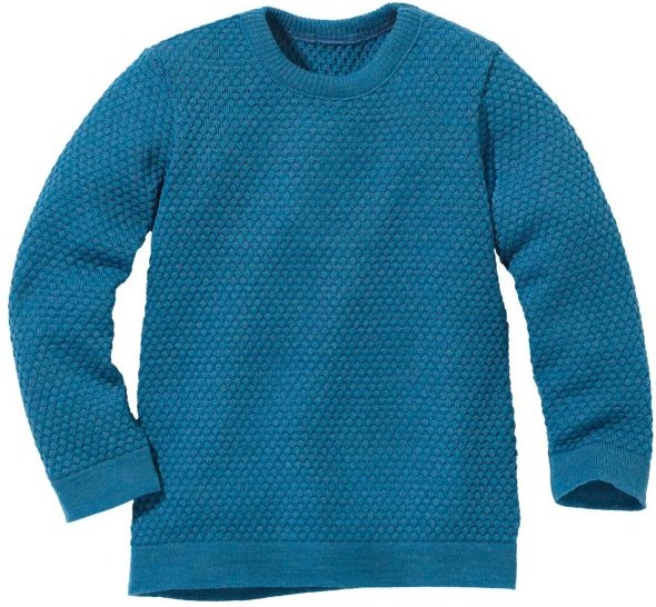 disana - Kid's Wabenstrick-Pullover - Wollpullover Gr 74/80 blau