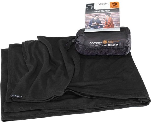 Cocoon - Merino Wool Silk Travel Blanket - Decke Gr 180 x 140 cm schwarz
