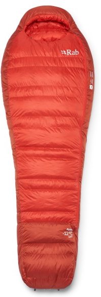 Rab - Alpine -12C / 10F - Daunenschlafsack Gr Long - Body Size: 200 cm dark horizon /rot