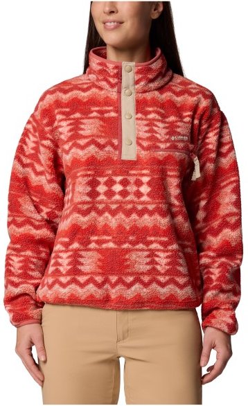 Thumbnail - Columbia - Women's Helvetia II Printed Cropped Half Snap - Fleecepullover Gr XL rot