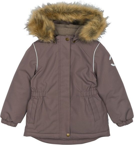 Thumbnail - Mikk-Line - Kid's Winter Jacket Waist Solid with Fake Fur - Winterjacke Gr 92 braun