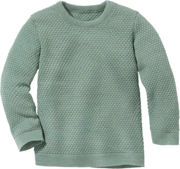 disana - Kid's Wabenstrick-Pullover - Wollpullover Gr 122/128 türkis/grün