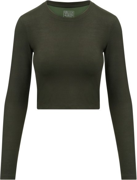 Hey Honey - Women's Longsleeve Cropped Always Dressed - Yogashirt Gr M oliv