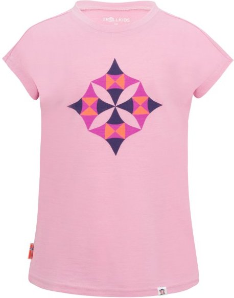 Trollkids - Girl's Sandefjord T - Merinoshirt Gr 116 rosa