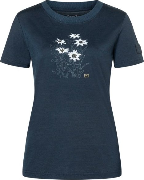 super.natural - Women's Edelweiss Bio Jersey Tee - Merinoshirt Gr XS blau