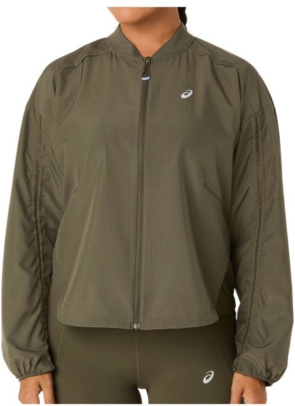 Asics - Women's Nagino Run Adjustable Jacket - Laufjacke Gr L oliv/braun