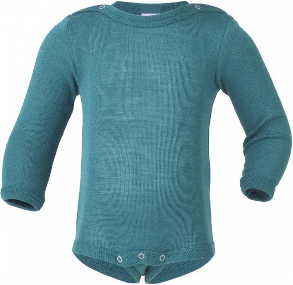 Engel - Baby-Body Langarm Mit Druckverschluss Schulter - Merinounterwäsche Gr 50/56 türkis