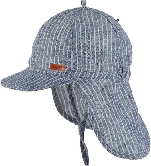 Pure Pure - Kid's Nackenschutz Leinen gestreift - Cap Gr 47 cm grau