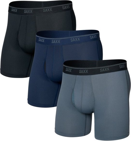 Saxx - Quest Quick-Dry Mesh Boxer Brief Fly 3-Pack - Kunstfaserunterwäsche Gr M blau