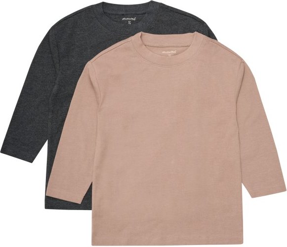 Minymo - Kid's T-Shirt L/S Loose Fit (2-Pack) - Longsleeve Gr 122 braun