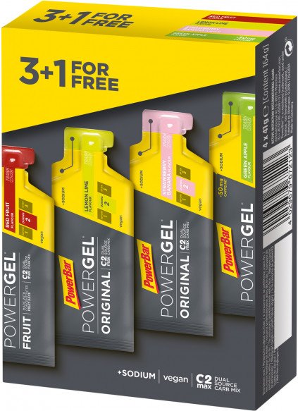 PowerBar - Powergel 3+1 Gratis - Multiflavour Vorteilspack - Energiegel Gr 4 x 41 g grün