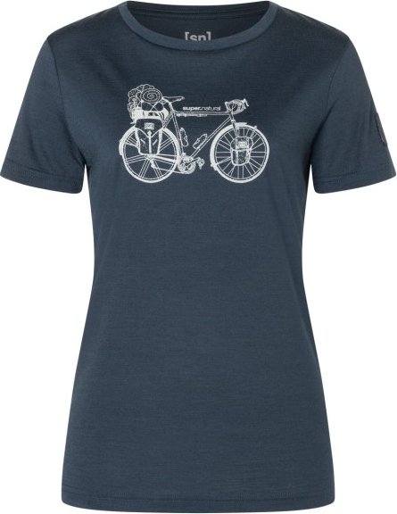 super.natural - Women's Wander Wheel Bio Jersey Tee - Merinoshirt Gr M blau