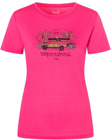 super.natural - Women's Tropicar Tee - Merinoshirt Gr M rosa/ various