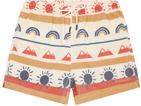 KnowledgeCotton Apparel - Mid-Thigh Icon AOP Seersucker Swimshorts - Badehose Gr M weiß
