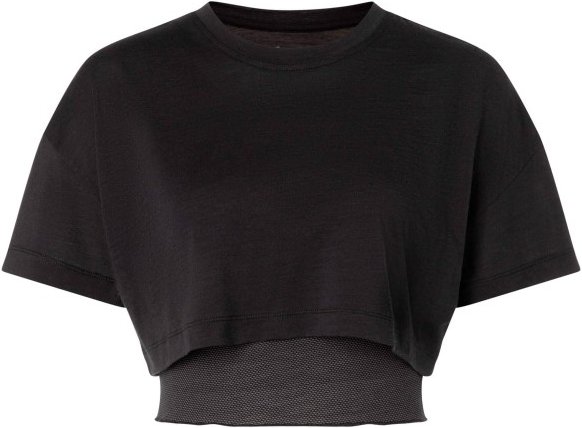 super.natural - Women's Crop Tee - Merinoshirt Gr S schwarz
