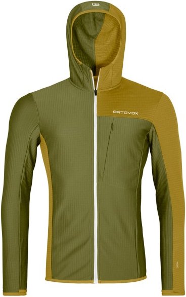 Thumbnail - Ortovox - Fleece Light Grid Hooded Jacket - Fleecejacke Gr L oliv