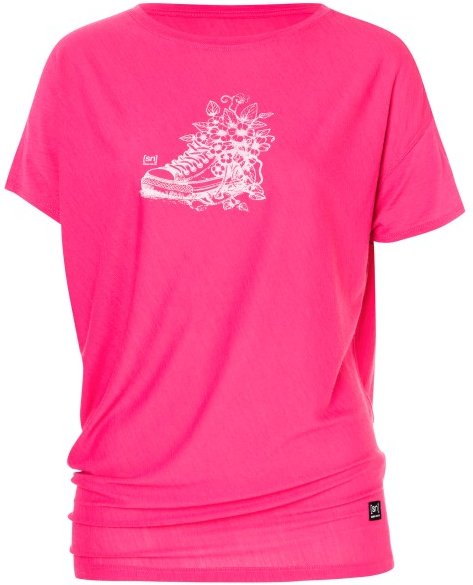 super.natural - Women's Flower Sneakers Loose Tee - Merinoshirt Gr M rosa
