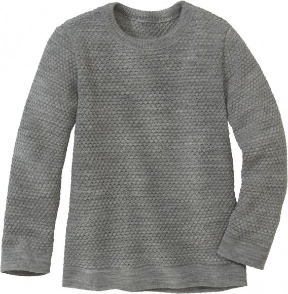 Thumbnail - disana - Kid's Wabenstrick-Pullover - Wollpullover Gr 86/92 grau