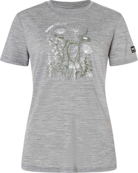 super.natural - Women's Rock Flowers Tee - Merinoshirt Gr XS grau