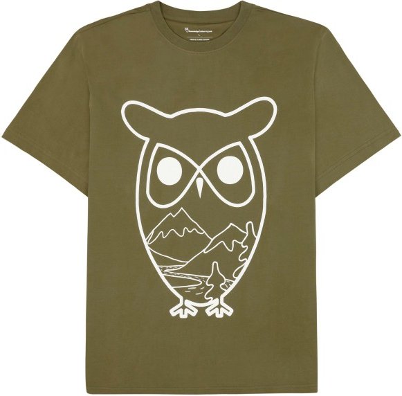 KnowledgeCotton Apparel - Single Jersey Big Owl MTN Print - T-Shirt Gr XXL oliv