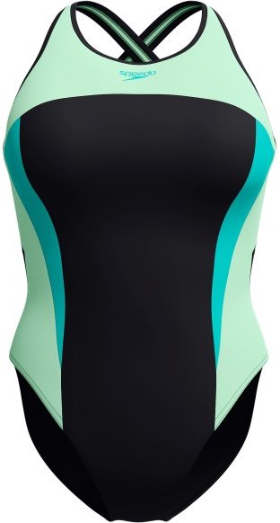 Speedo - Women's High Neck Splice Crossback Swimsuit - Badeanzug Gr 38 schwarz