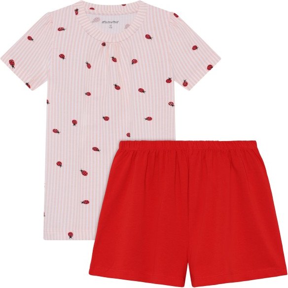 Minymo - Kid's T-Shirt+Short Set AOP 124383 - Overall Gr 122 rosa/rot