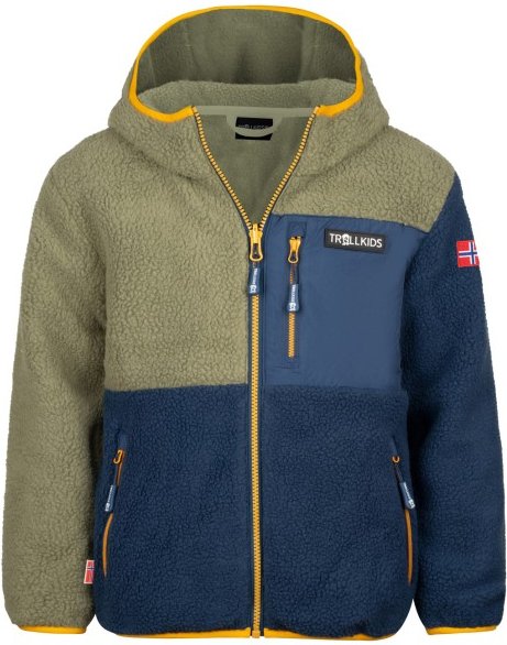Thumbnail - Trollkids - Kid's Aurlandsfjord Jacket - Fleecejacke Gr 110 blau/oliv