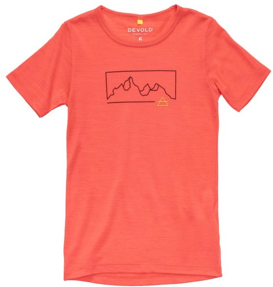 Devold - Kid's Active Outline Tee - Merinoshirt Gr 128 cayenne