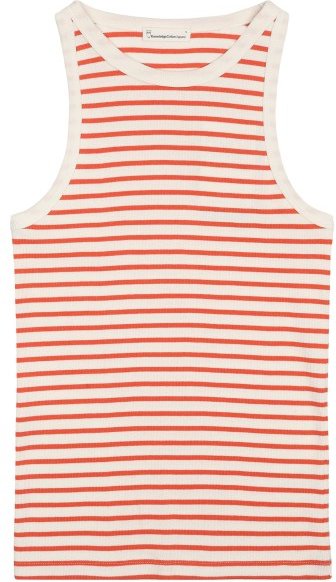 KnowledgeCotton Apparel - Women's Striped Racer Rib Top - Top Gr XXL rosa