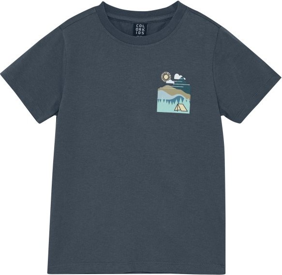 Color Kids - Kid's T-Shirt with 2 Print S/S - T-Shirt Gr 176 blau