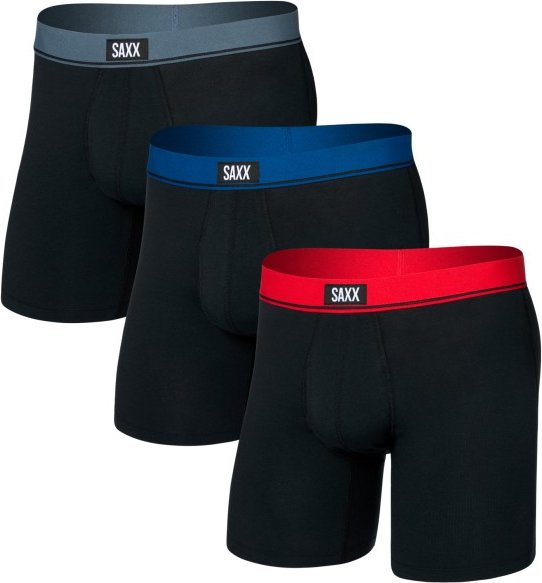 Saxx - Essential Cotton Boxer Brief Fly 3-Pack - Alltagsunterwäsche Gr L schwarz