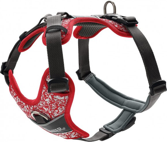 Hunter - Harness Divo Reflect - Hundegeschirr Gr Hals 30-42 cm - Bauch 52-68 cm rot/grau