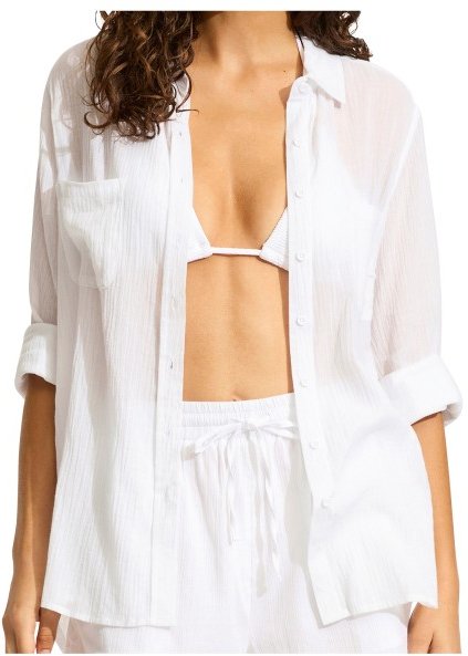 Seafolly - Breeze Beach Shirt - Hemd Gr XL weiß