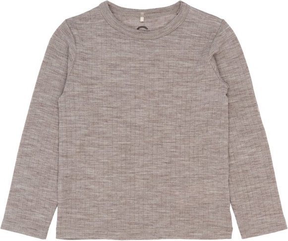 Mikk-Line - Kid's Merino Wool L/S Top - Merinolongsleeve Gr 134 braun/grau