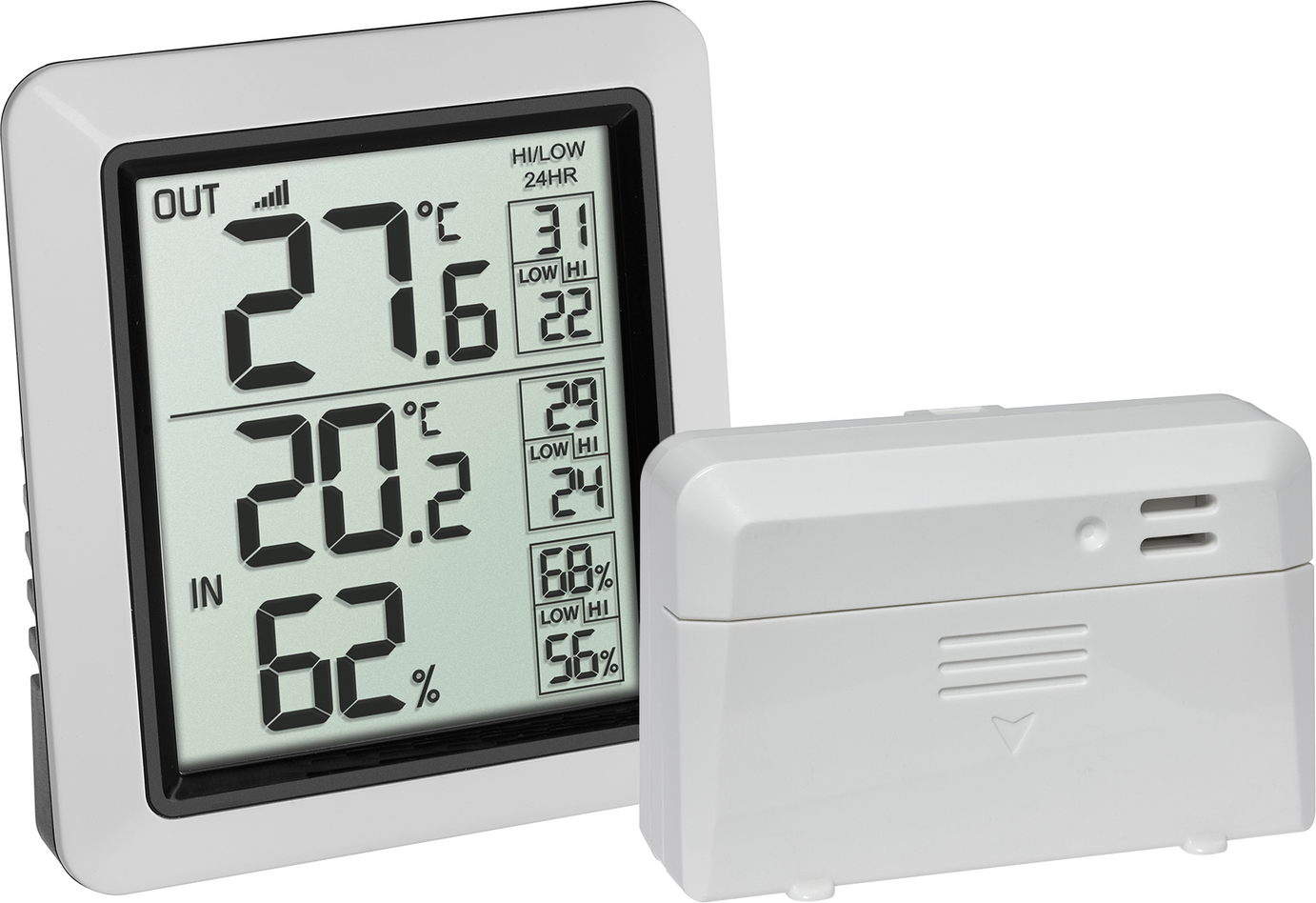 Thumbnail - TFA Dostmann Digitales Funk-Thermometer 'Info' Kunststoff silber 7,7 x 2,2 x 8,6 cm