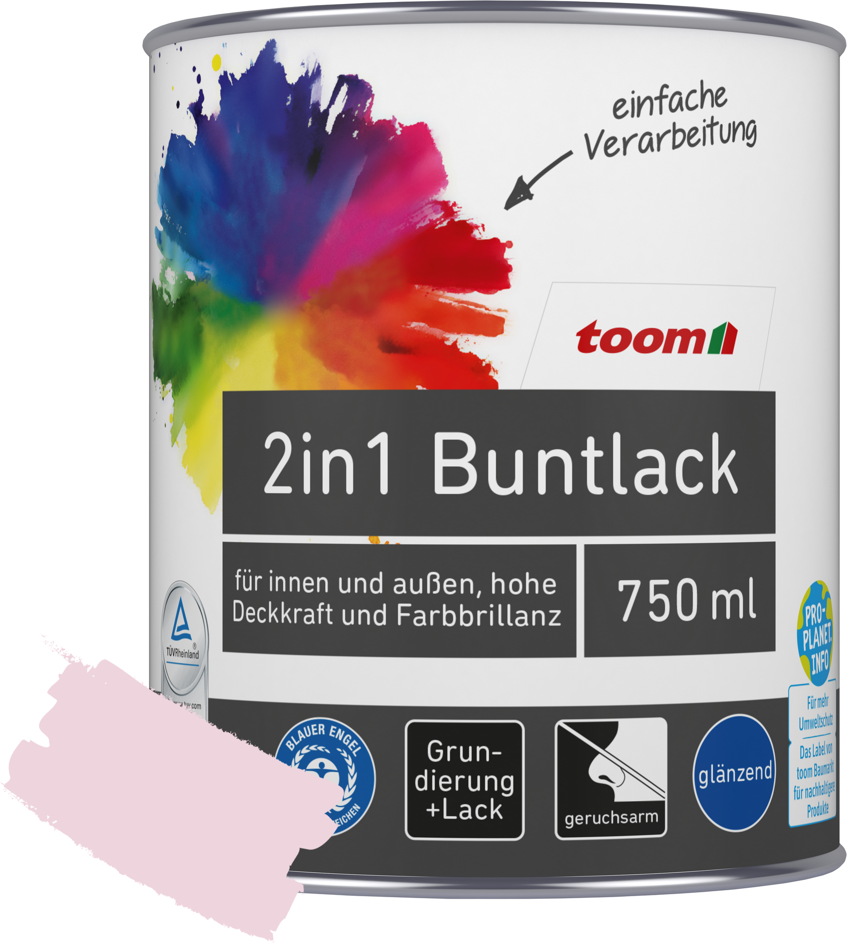 Thumbnail - toom 2in1 Buntlack 'Flamingo' rosa glänzend 750 ml