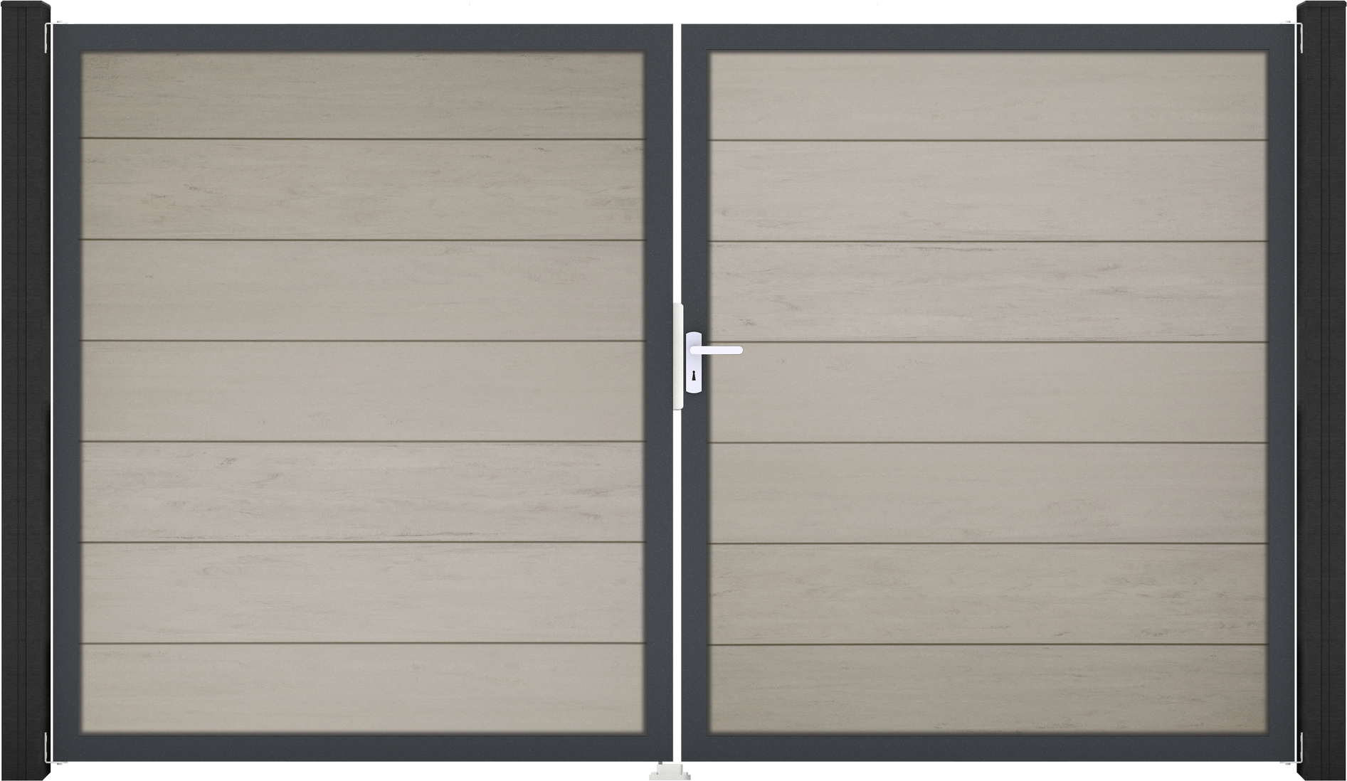 GroJa Doppeltor 'Solid Grande' BPC/Aluminium DIN rechts sandfarben/anthrazit 300 x 180 cm