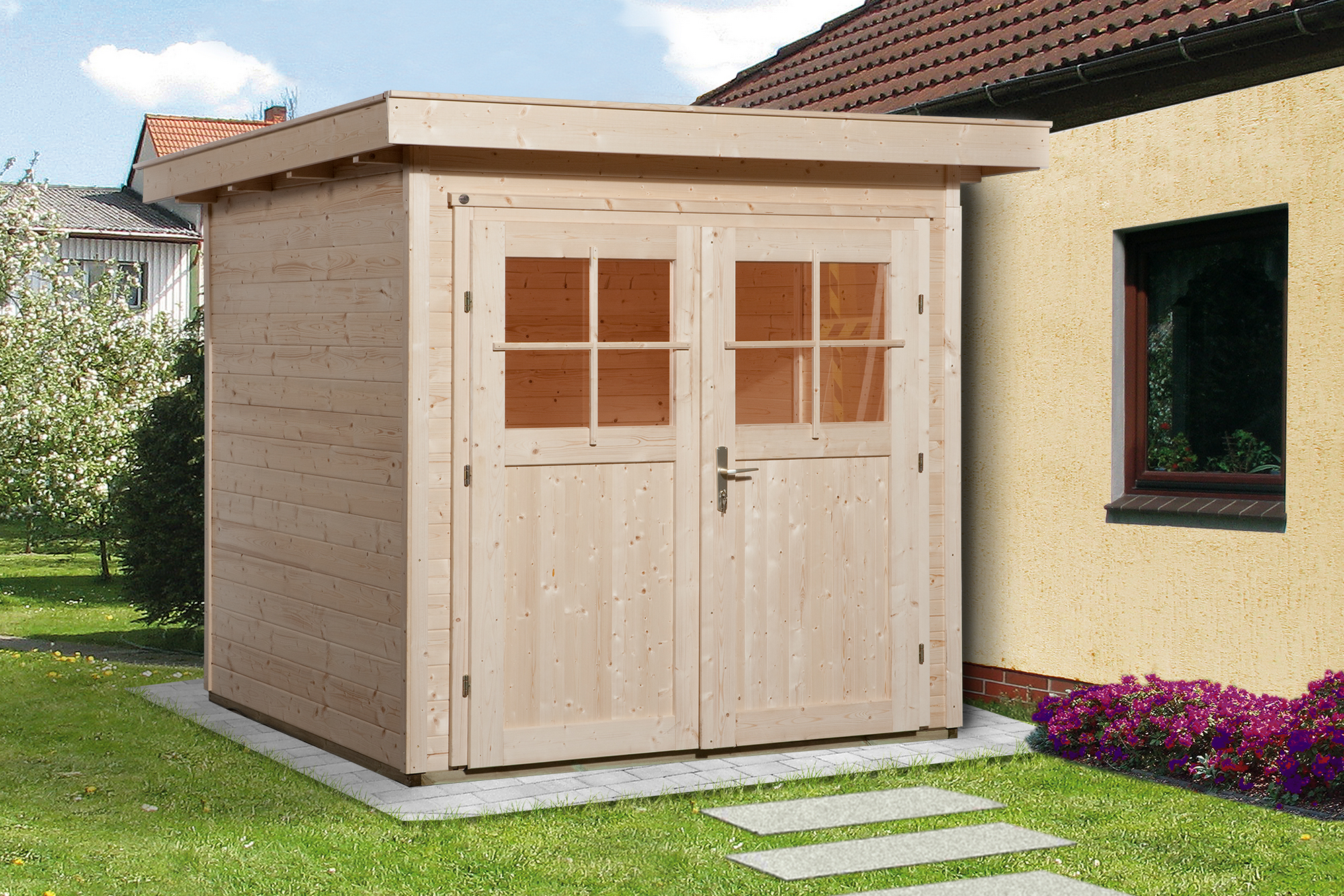 Weka Blockbohlenhaus 'Vinea Color' Größe 1, naturbelassen, 207 x 217 x 249 cm