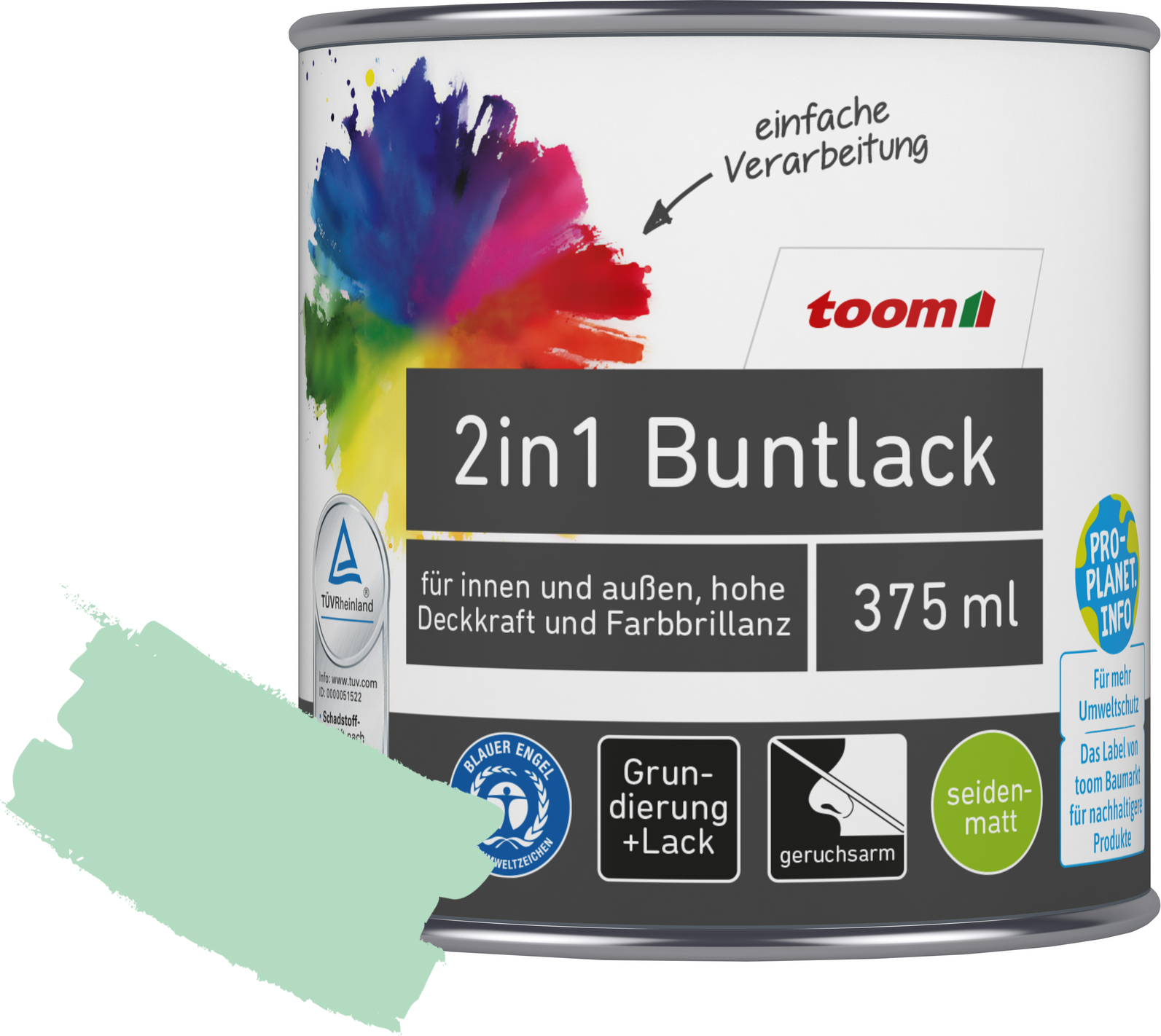 Thumbnail - toom 2in1 Buntlack minzgrün seidenmatt 375 ml