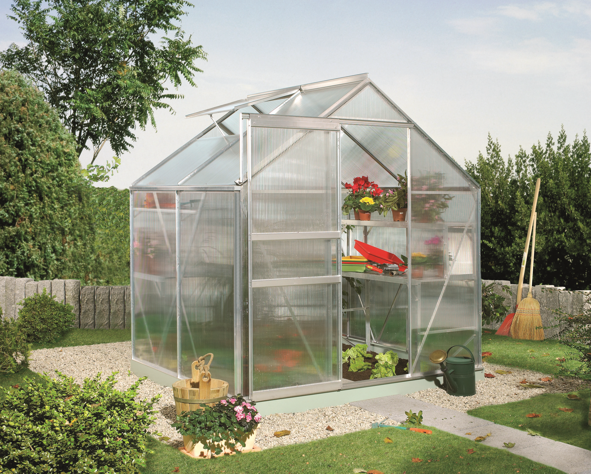 Thumbnail - Vitavia Gewächshaus 'Calypso 3000' 195 x 158 cm mit 4 mm Hohlkammerplatten silbern