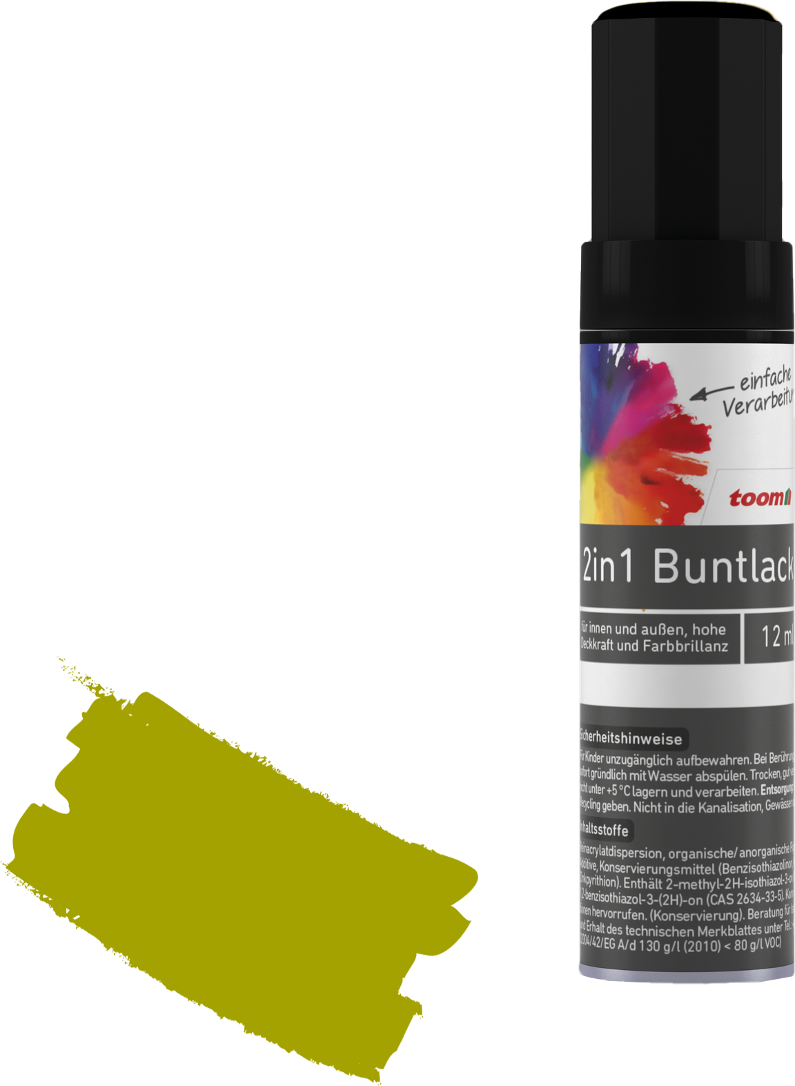 Thumbnail - toom 2in1 Buntlackstift 'Frühlingswiese' limettengrün seidenmatt 12 ml