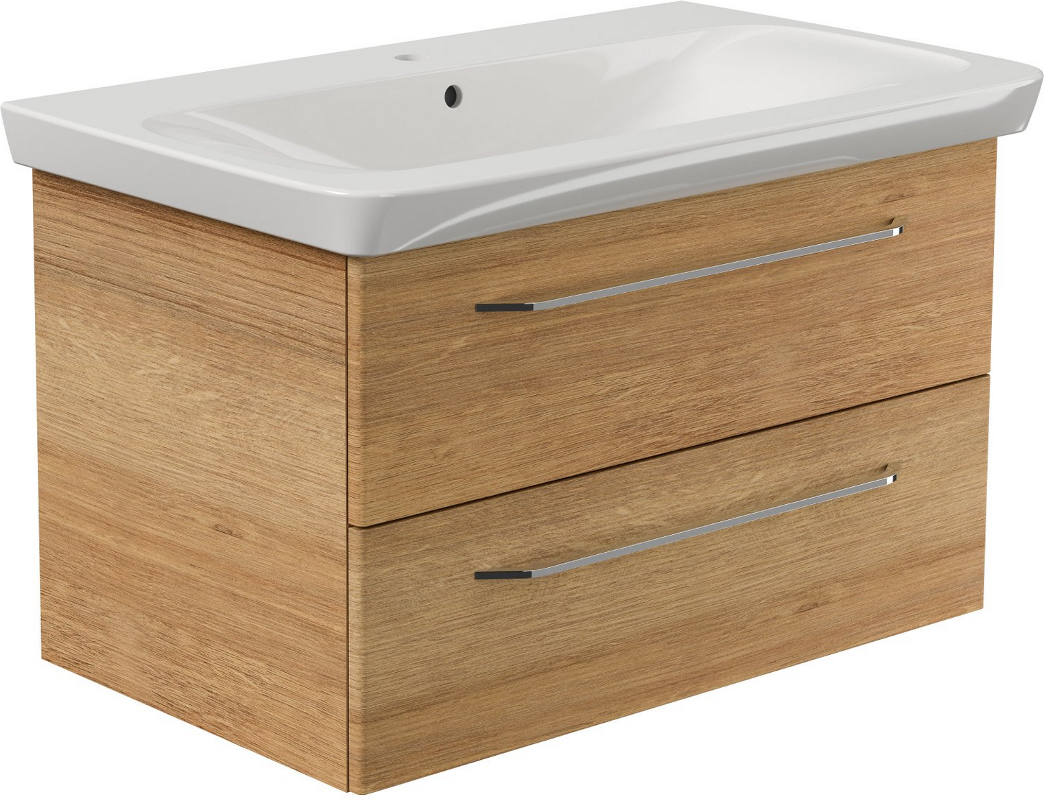 Fackelmann Keramikwaschbecken mit Unterschrank 'MILANO' weiß/eiche 88,3 x 55,2 x 54,3 cm