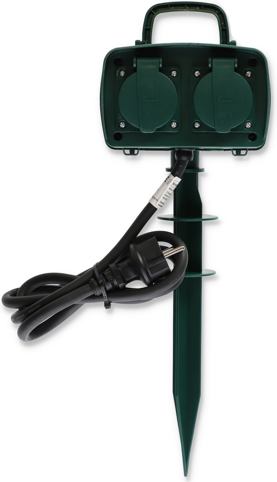 Gartensteckdose 4-fach mit Erdspieß grün, 1,4 m