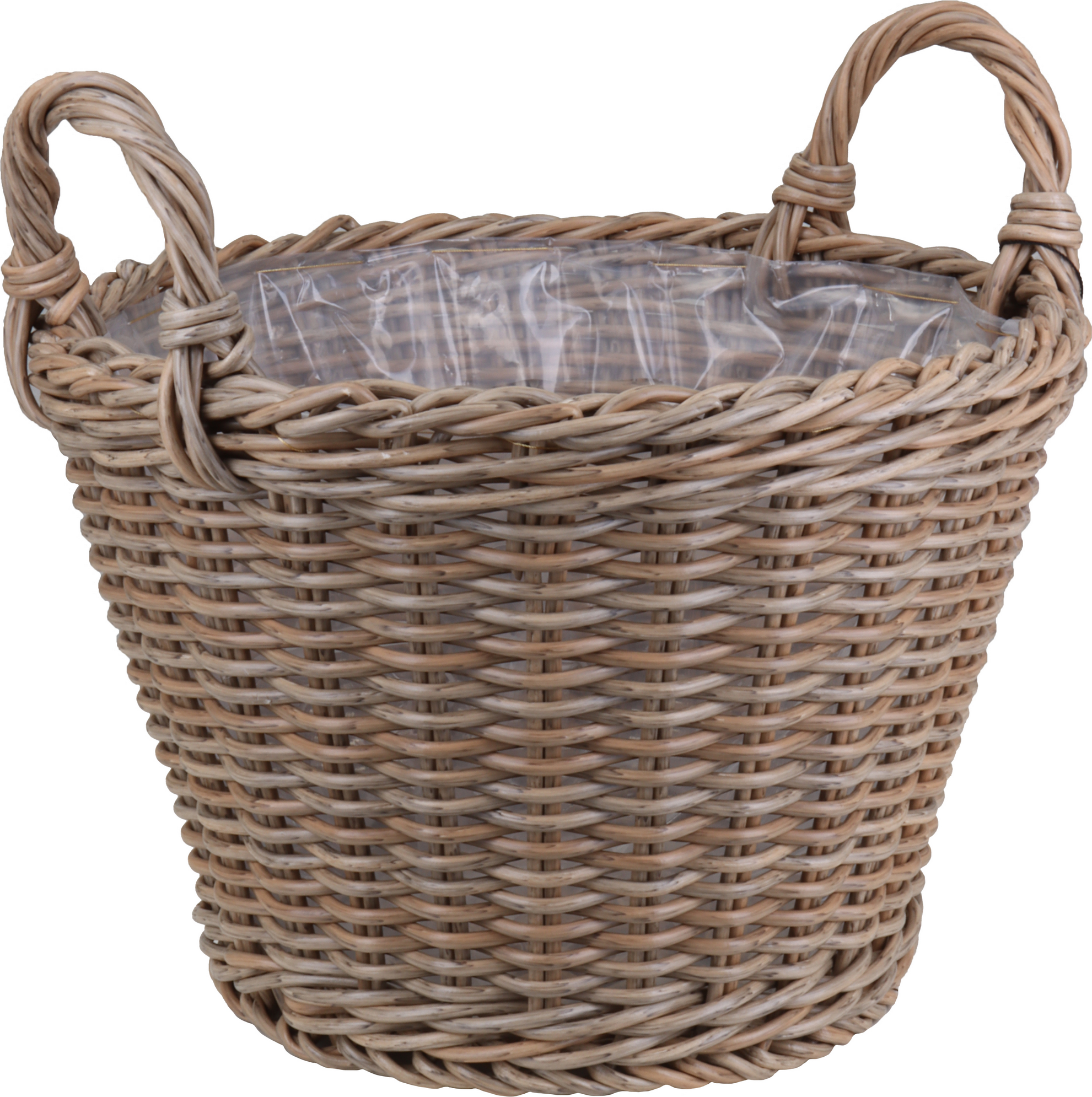 toom Pflanzkorb Polyrattan natur/braun rund mit 2 Griffen Ø 29 x 21/28 cm, mit Polybeutel