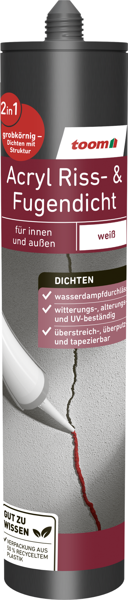 toom Acryl-Spachtelmasse "Riss- und Fugendicht" weiß 310 ml