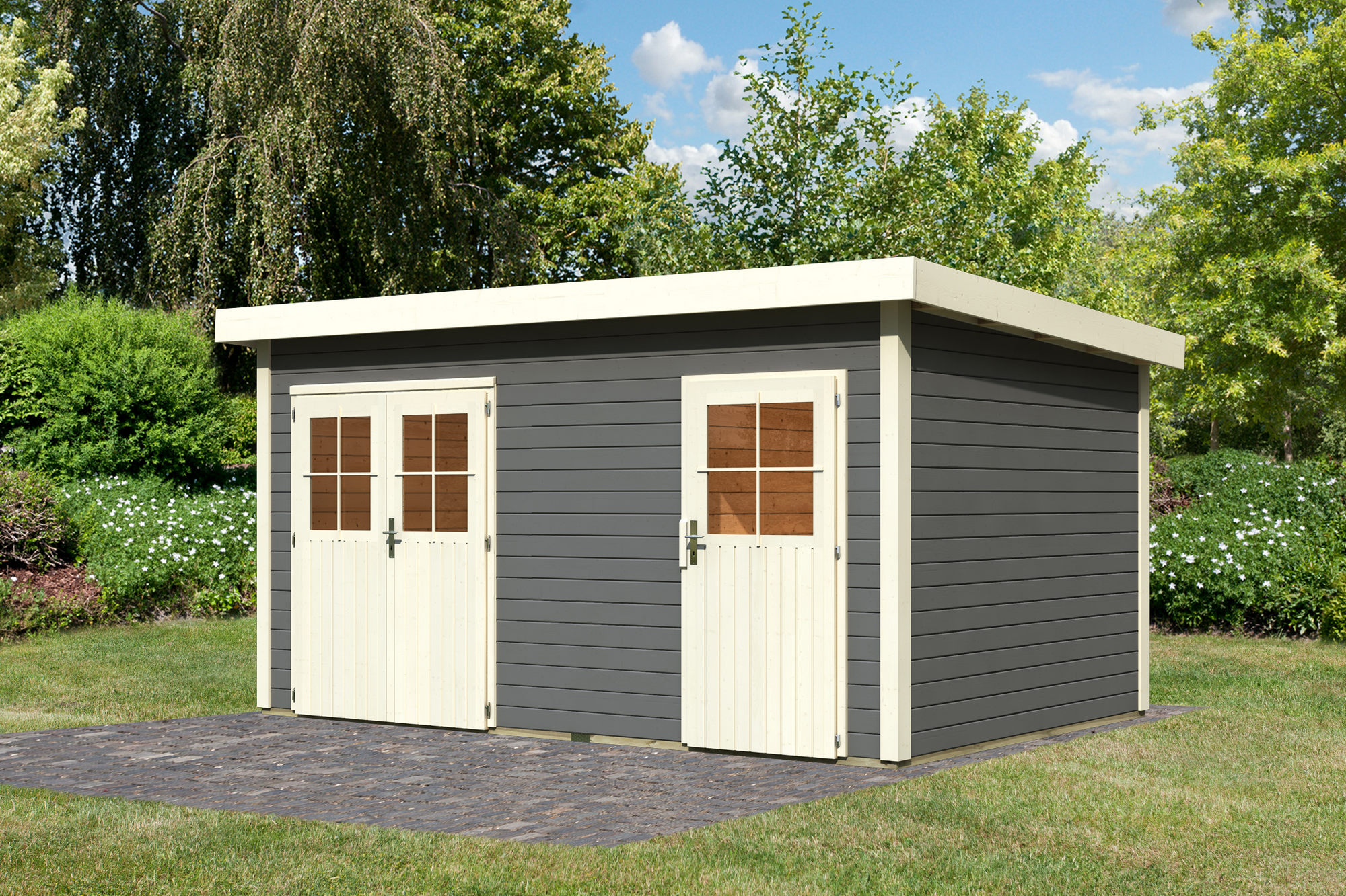 Karibu Gartenhaus 'Weimar' 424 x 274 x 230 cm terragrau