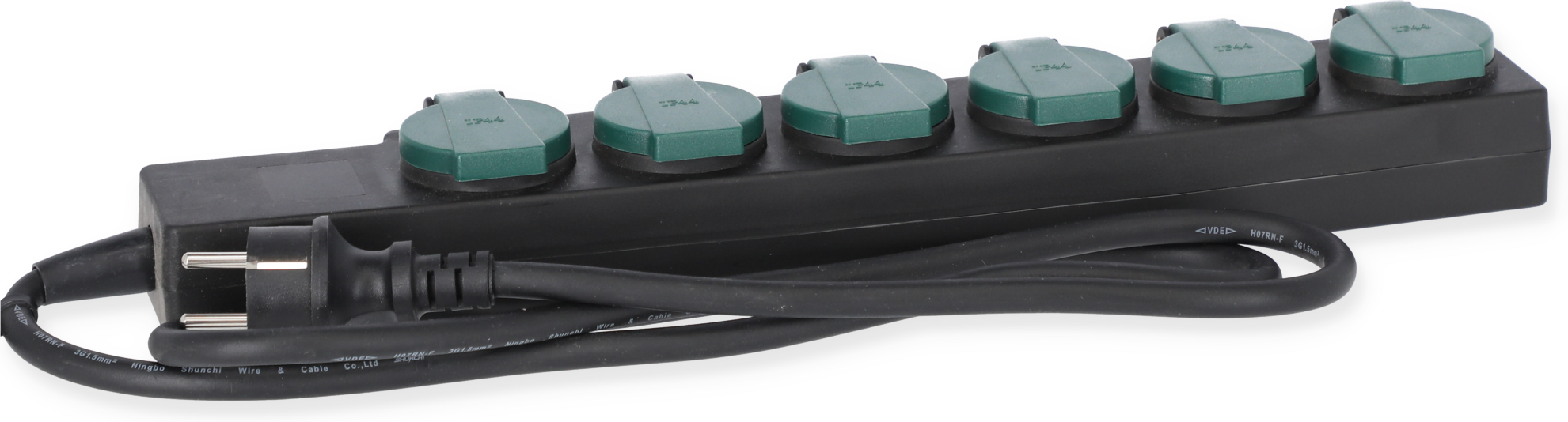 Außen-Steckdosenleiste schwarz 6-fach