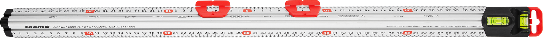 toom Multifunktionslineal und Wasserwaage 60 cm mit 2 Libellen 60 cm