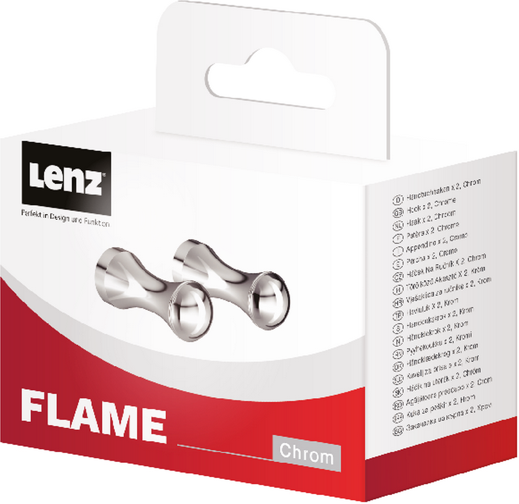 Thumbnail - Lenz Handtuchhaken 'Flame' rund verchromt 2 Stück