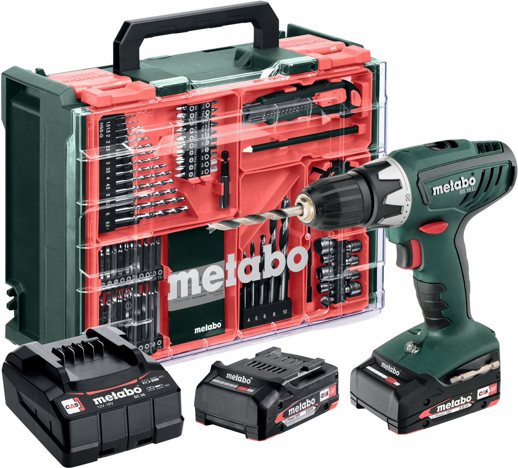 Thumbnail - Metabo Akku-Bohrschrauber 'Mobile Werkstatt BS 18 Li' 18 V mit 2 Akkus, Ladegerät und 74-teiliger Mobiler Werkstatt
